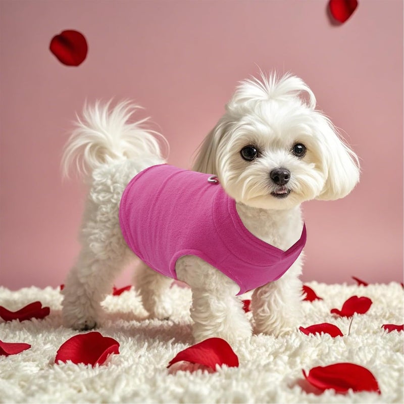Sucrain Dog Fleece Vest Soft Pet Jacket with Leash O-Ring Winter Warm Pet Pullover Coat for Small Dog (Hot Pink, Medium) - Image 5
